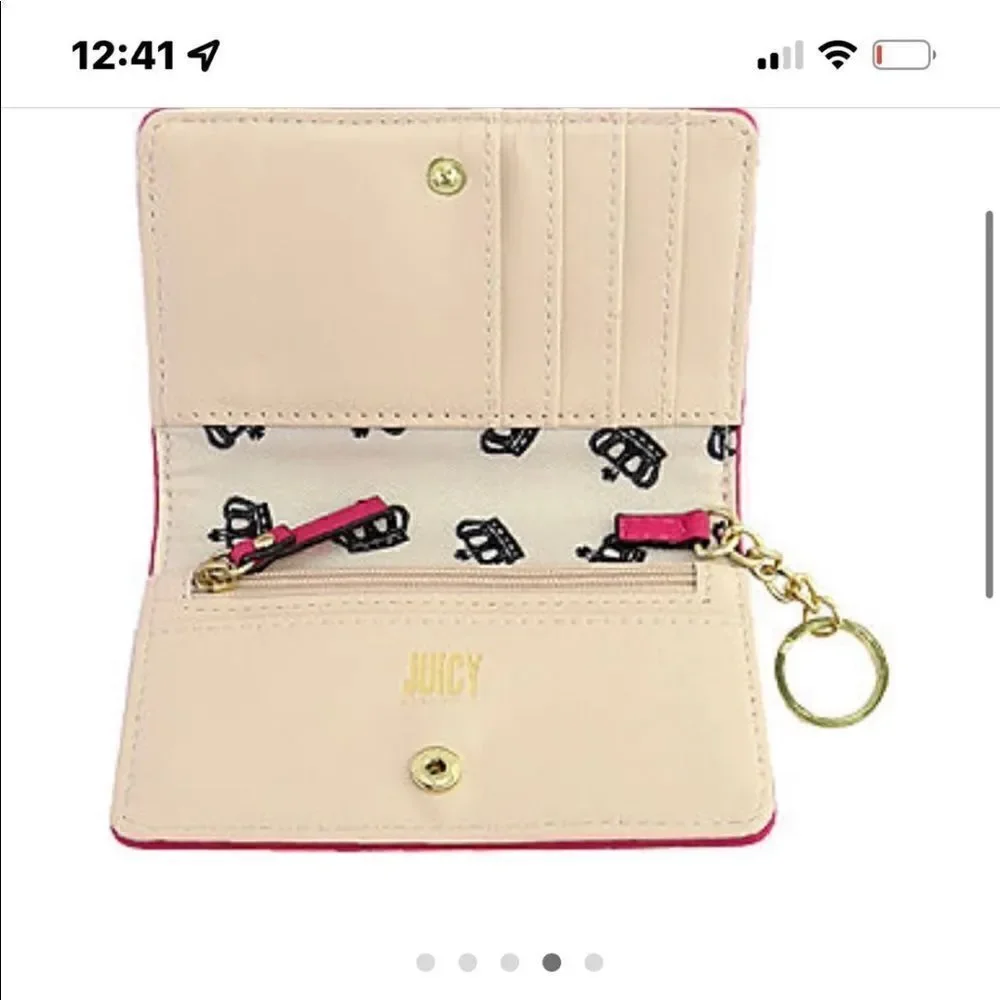 Nip juicy couture 2 wallet/card case gift set animal leopard red leather gold